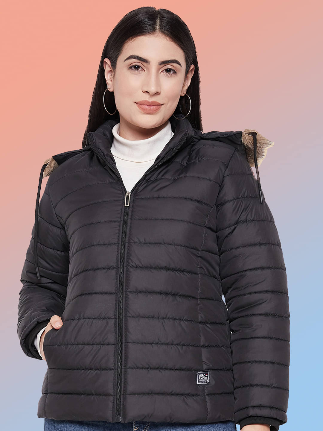 VERO MODERNO - Polyester Black Puffer VERO MODERNO - Polyester Black Puffer