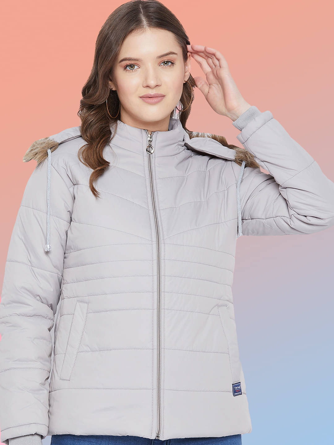 VERO MODERNO - Polyester Grey Puffer VERO MODERNO - Polyester Grey Puffer