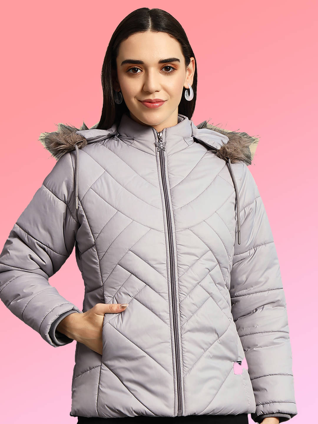 VERO MODERNO - Polyester Grey Puffer VERO MODERNO - Polyester Grey Puffer