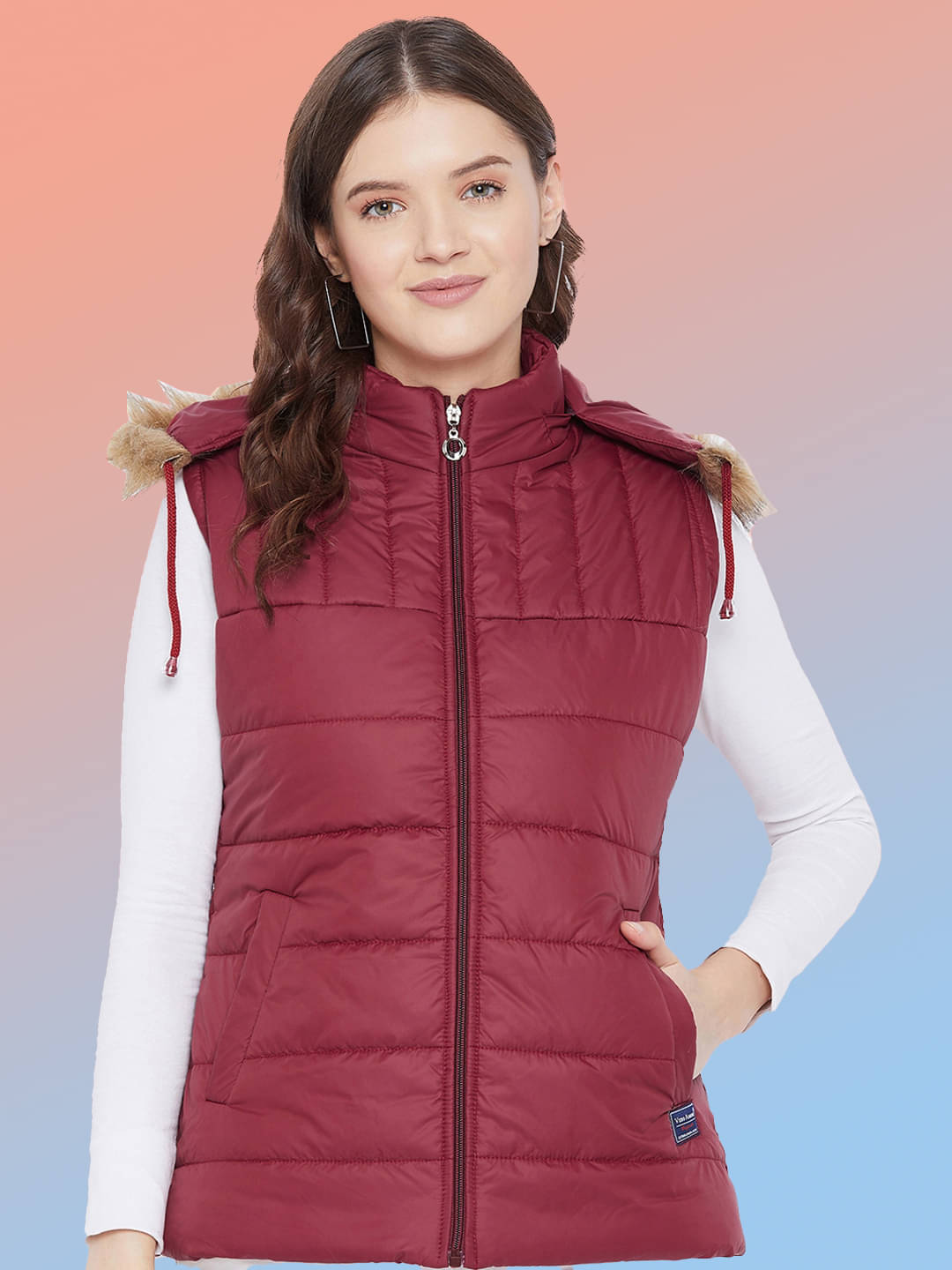 VERO MODERNO Women Puffer Jacket ( Maroon ) VERO MODERNO Women Puffer Jacket ( Maroon )