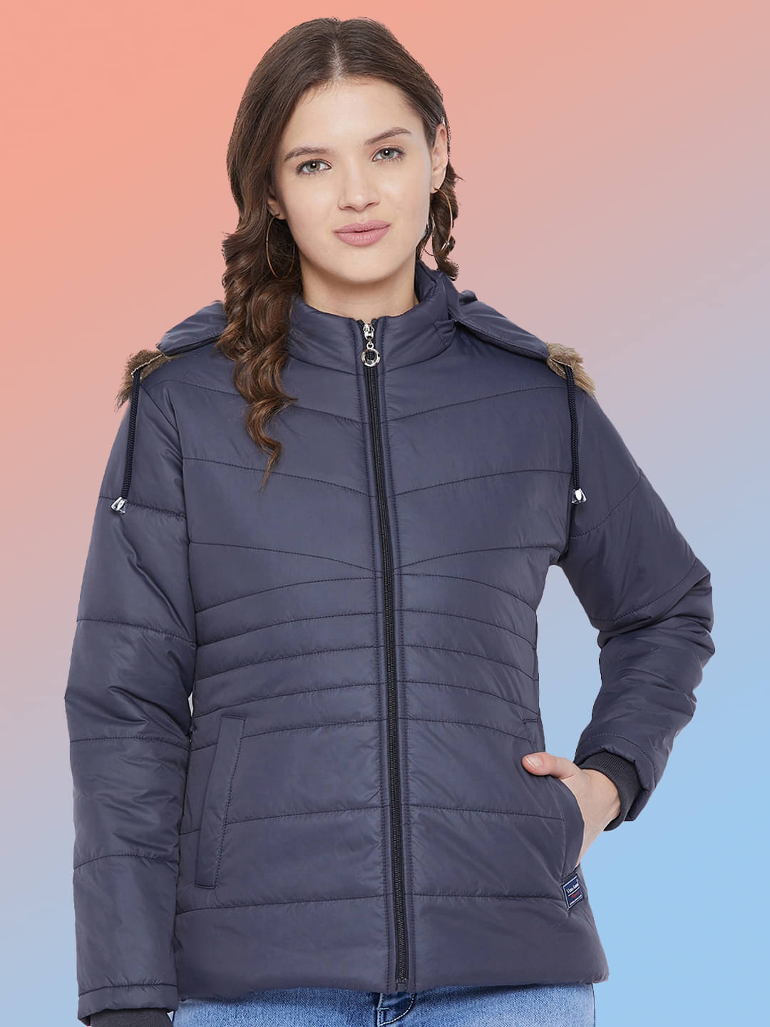 VERO MODERNO - Polyester Navy Puffer VERO MODERNO - Polyester Navy Puffer