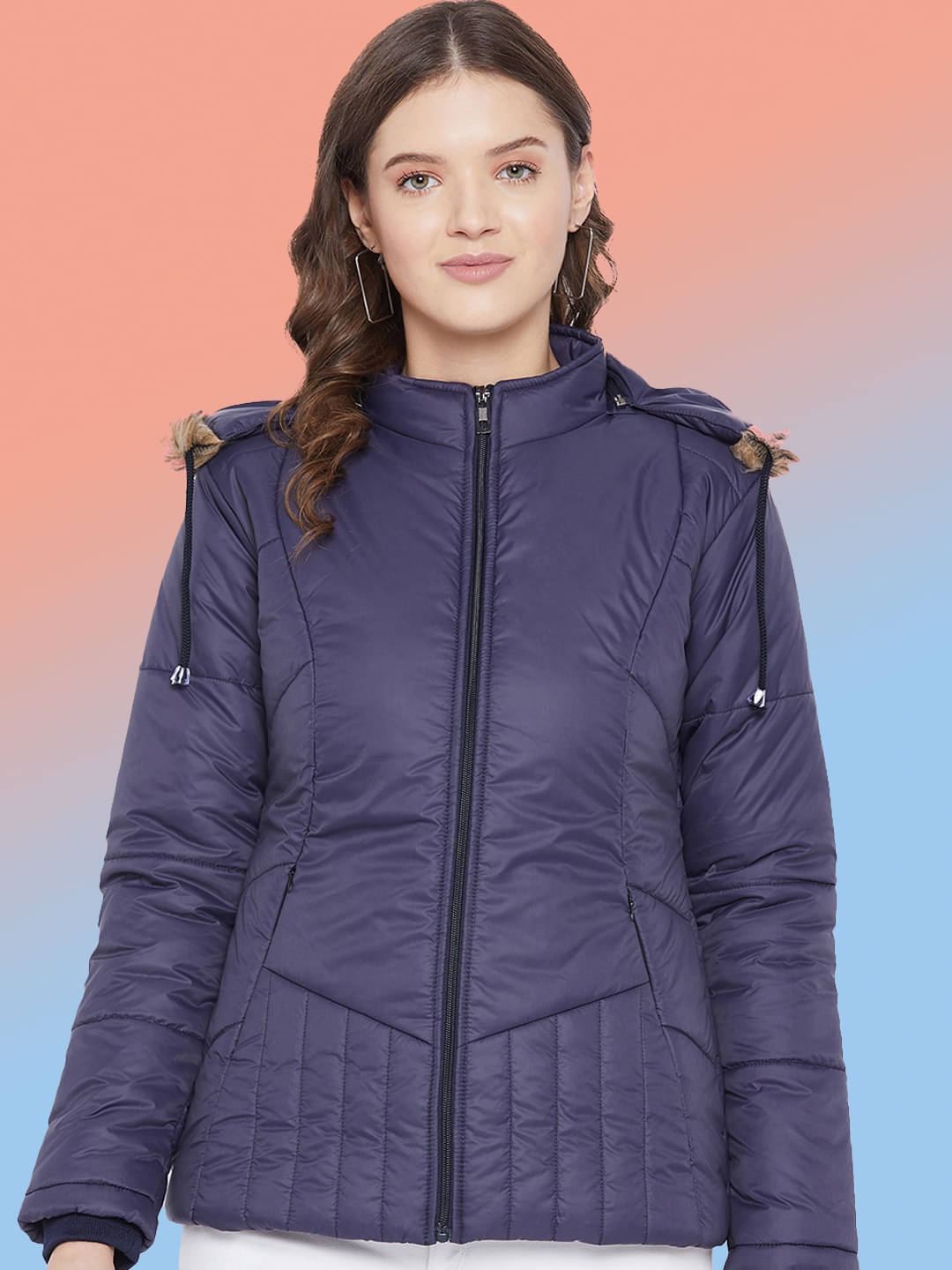 VERO MODERNO - Polyester Navy Puffer VERO MODERNO - Polyester Navy Puffer
