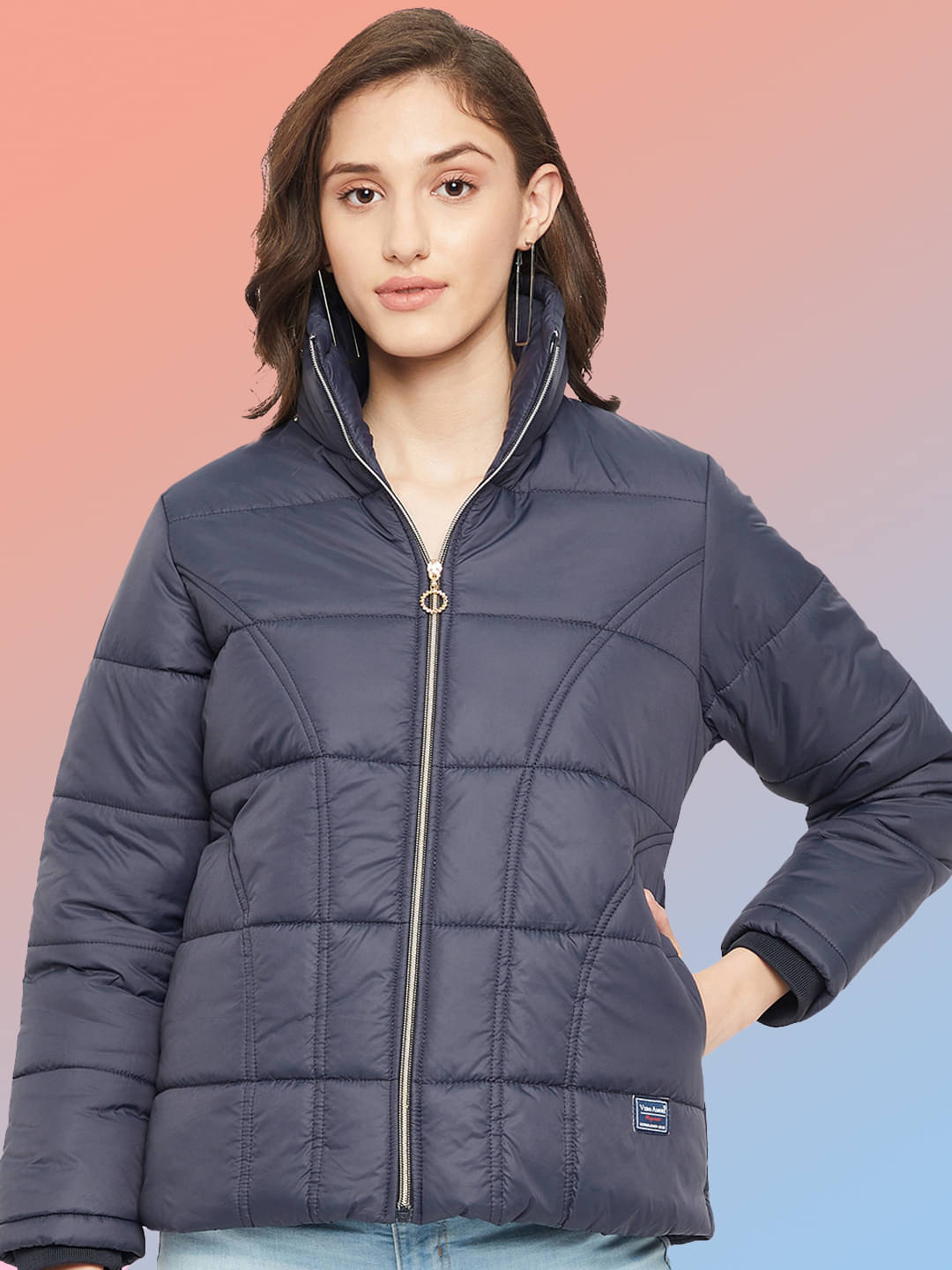VERO MODERNO - Polyester Navy Puffer VERO MODERNO - Polyester Navy Puffer