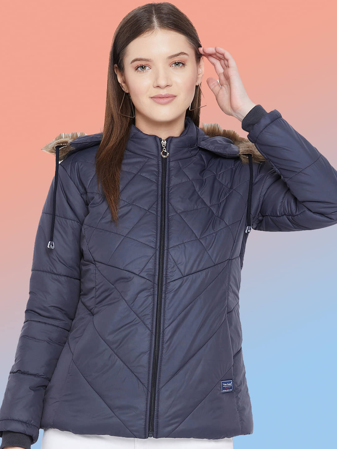 VERO MODERNO - Polyester Navy Puffer VERO MODERNO - Polyester Navy Puffer