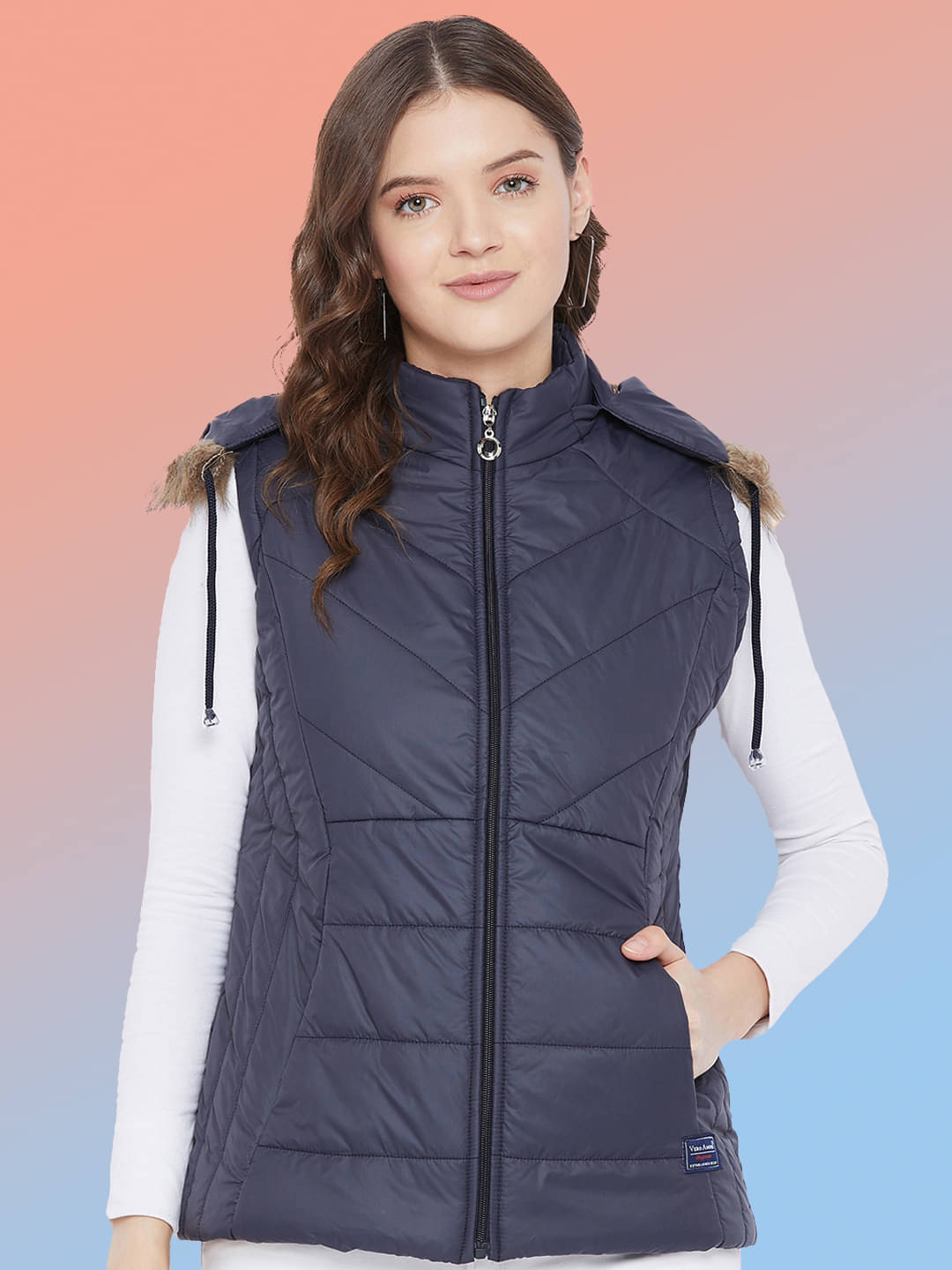 VERO MODERNO - Polyester Navy Puffer VERO MODERNO - Polyester Navy Puffer