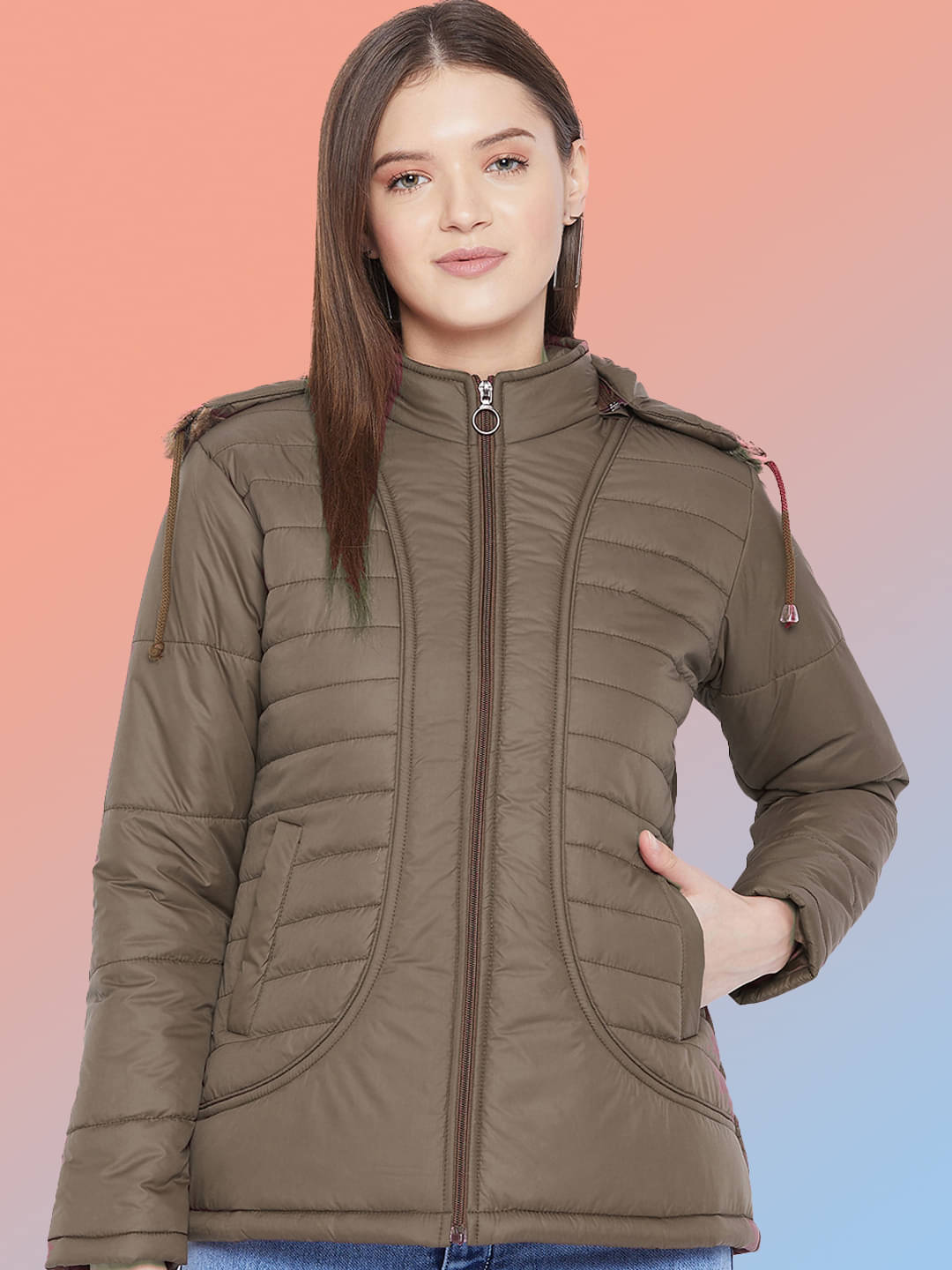 VERO MODERNO - Polyester Olive Puffer VERO MODERNO - Polyester Olive Puffer