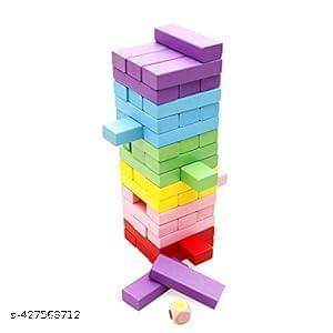 WOODZANIA 48 Pcs 3 Dice Challenging Wooden Blocks Games for Adults and Kids, Wood Tumbling Tower Stacking Toys with Dices Board Best Educational Puzzle Game (Colorful Stacking Game) WOODZANIA 48 Pcs 3 Dice Challenging Wooden Blocks Games for Adults and Kids, Wood Tumbling Tower Stacking Toys with Dices Board Best Educational Puzzle Game (Colorful Stacking Game)