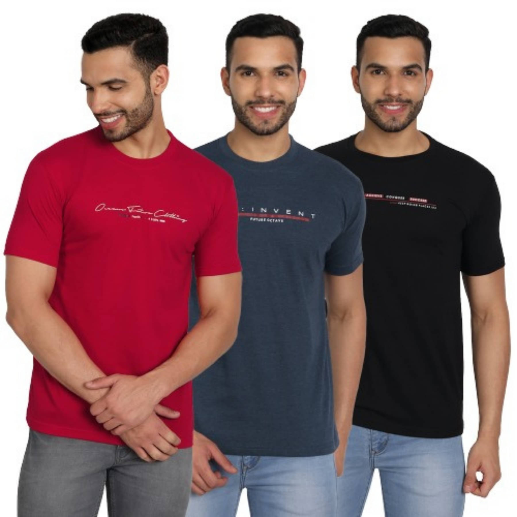 ZEFFORA Men Cotton Blend Regular Fit Solid T-Shirt ( Multicolor15 ) ZEFFORA Men Cotton Blend Regular Fit Solid T-Shirt ( Multicolor15 )