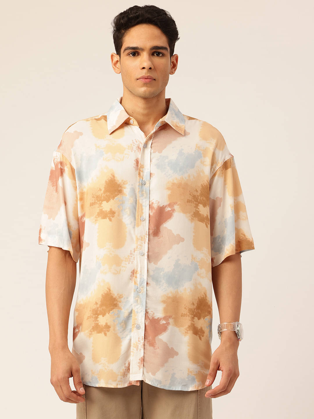     			elioop Chiffon Relaxed Fit Printed Half Sleeves Men's Casual Shirt - Multicolor ( Pack of 1 )