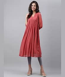 AK FASHION MALL Women Georgette Printed A-line Kurti ( Red )