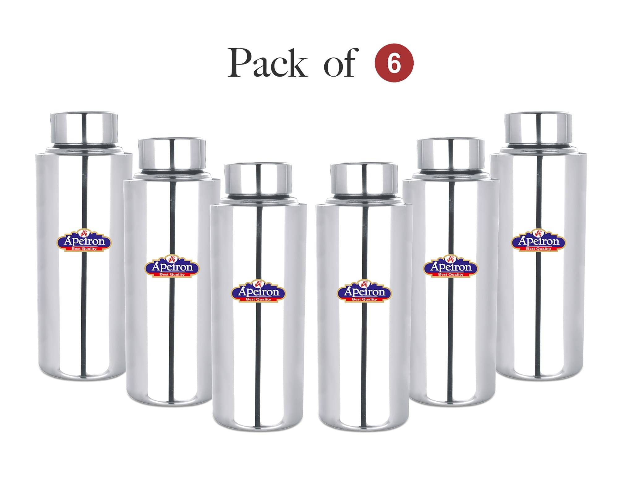 APEIRON Matt Fridge Water Bottle pack Of 6 Silver Stainless Steel Fridge Water Bottle 1000 mL ( Set of 6 ) APEIRON Matt Fridge Water Bottle pack Of 6 Silver Stainless Steel Fridge Water Bottle 1000 mL ( Set of 6 )