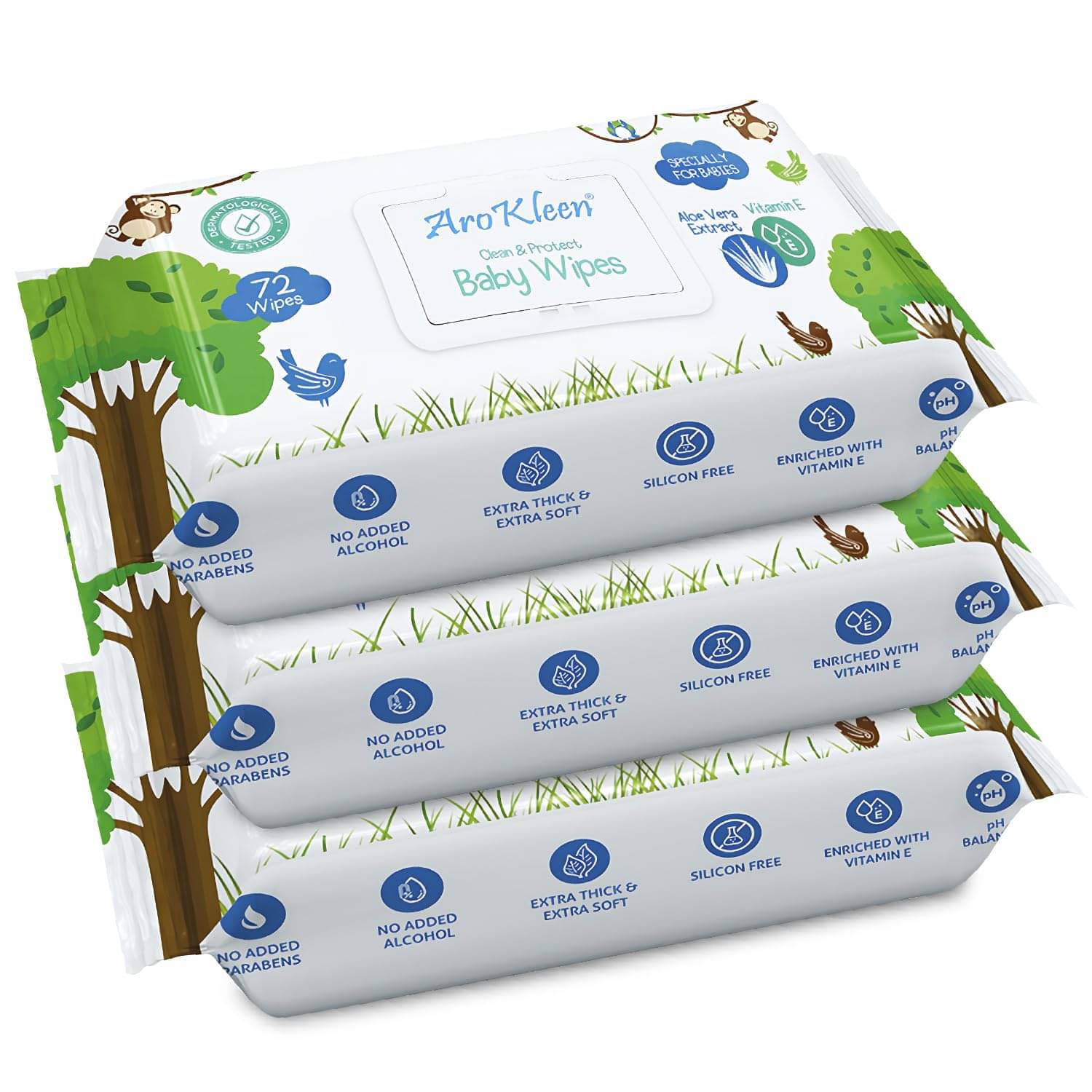     			Arokleen Scented Wet wipes For Babies ( Pack of 3 )