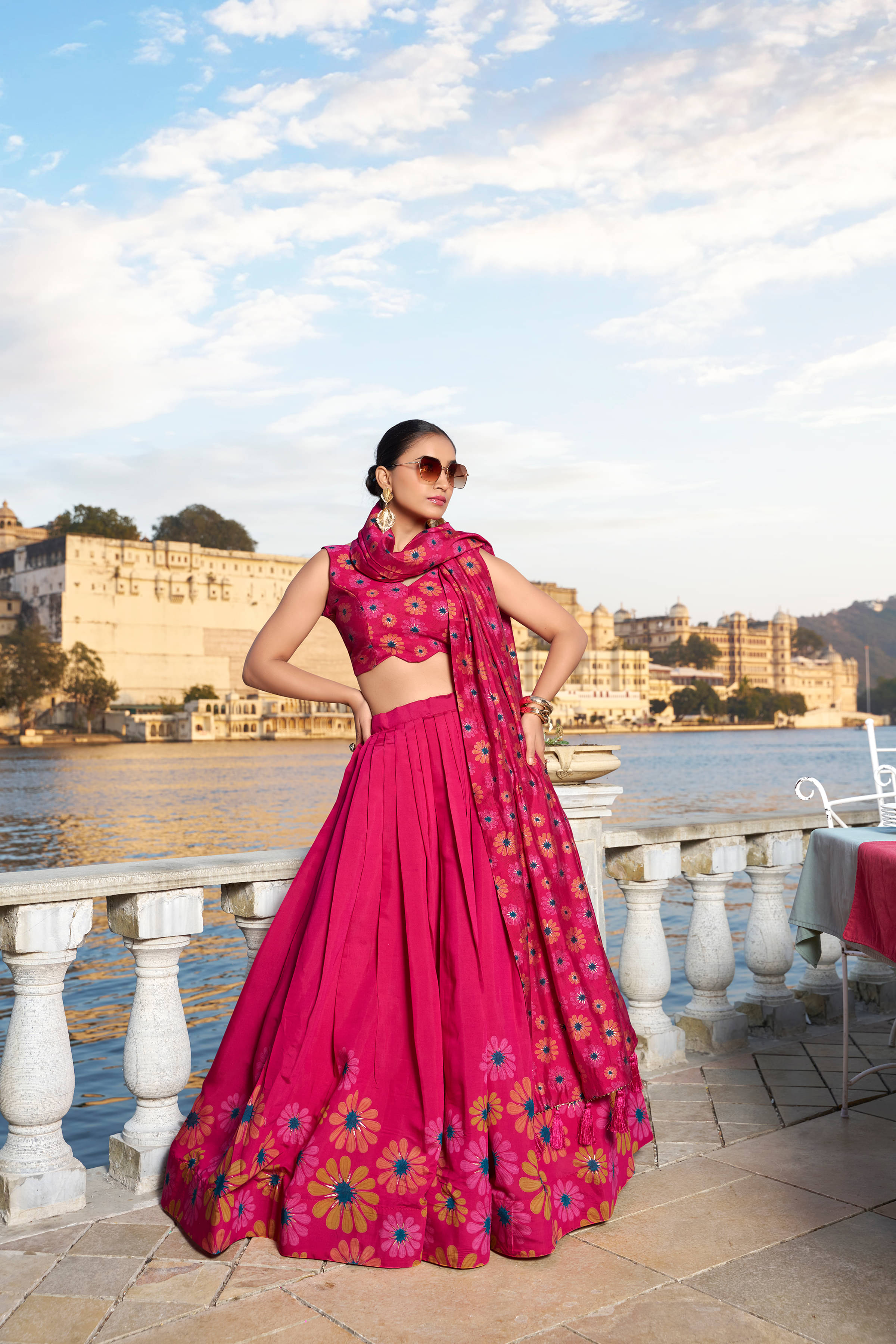 CYNOR Pink Tussar Silk Circular Stitched Lehenga Single CYNOR Pink Tussar Silk Circular Stitched Lehenga Single