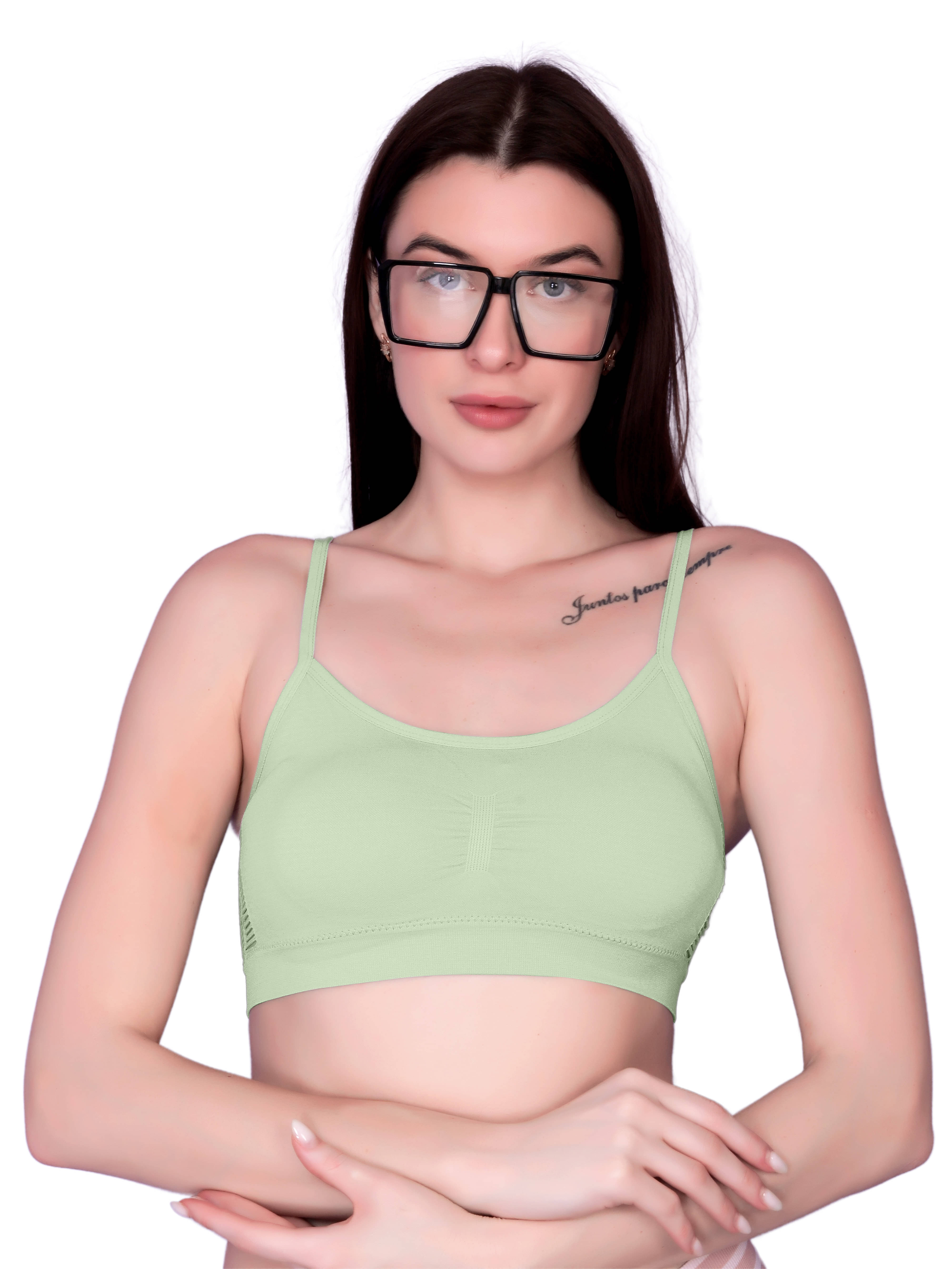 Dealseven Fashion Pack of 1 Nylon Lightly Padded Bralette Bra For Women ( Green ) Dealseven Fashion Pack of 1 Nylon Lightly Padded Bralette Bra For Women ( Green )