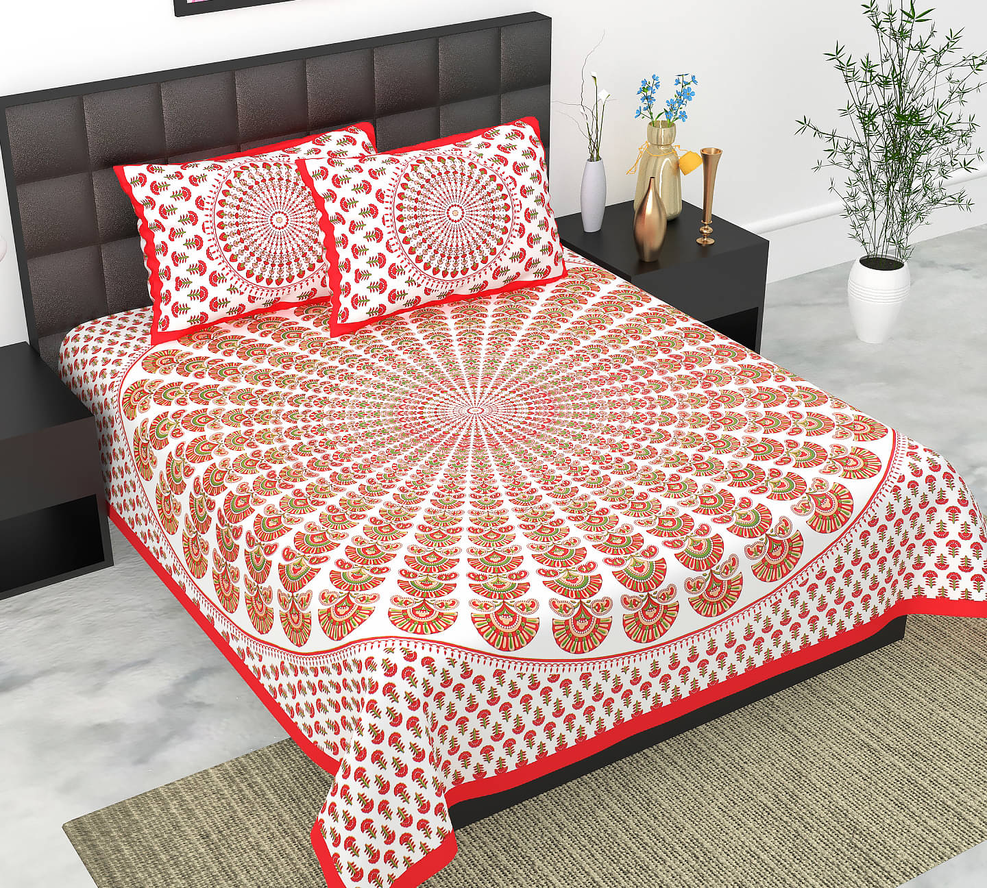     			Dgsm Craft Cotton 1 Double Queen Bedsheet with 2 Pillow Covers ( Red )