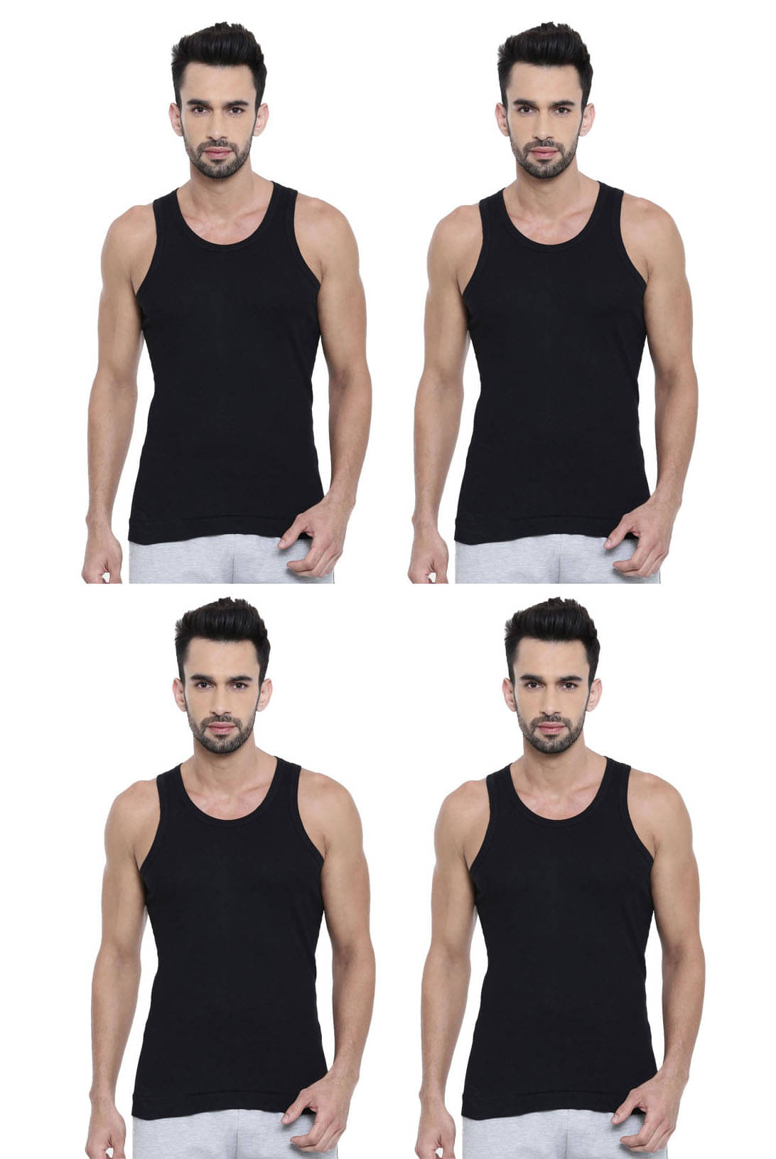     			Dixcy Scott Pack of 4 Cotton Basic Vest For Men ( Black )