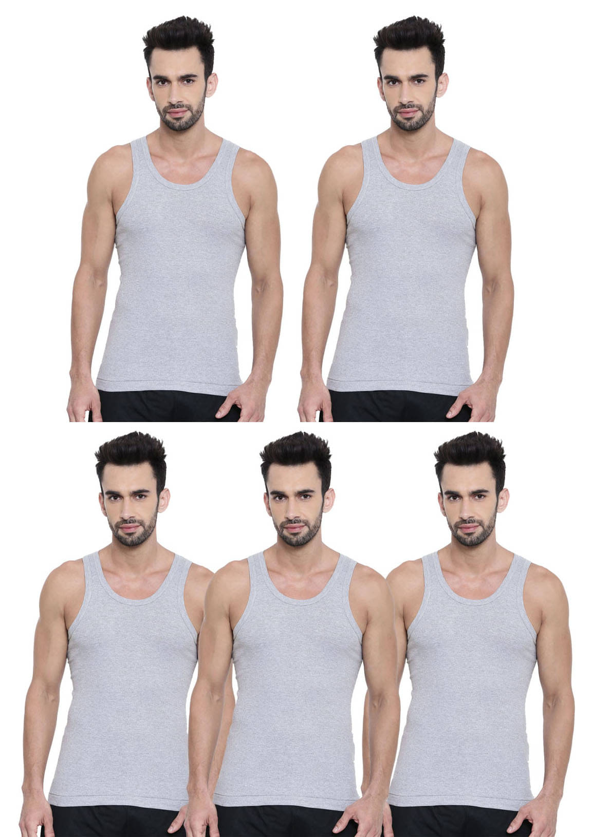 Dixcy Scott Pack of 5 Cotton Basic Vest For Men ( Grey ) Dixcy Scott Pack of 5 Cotton Basic Vest For Men ( Grey )