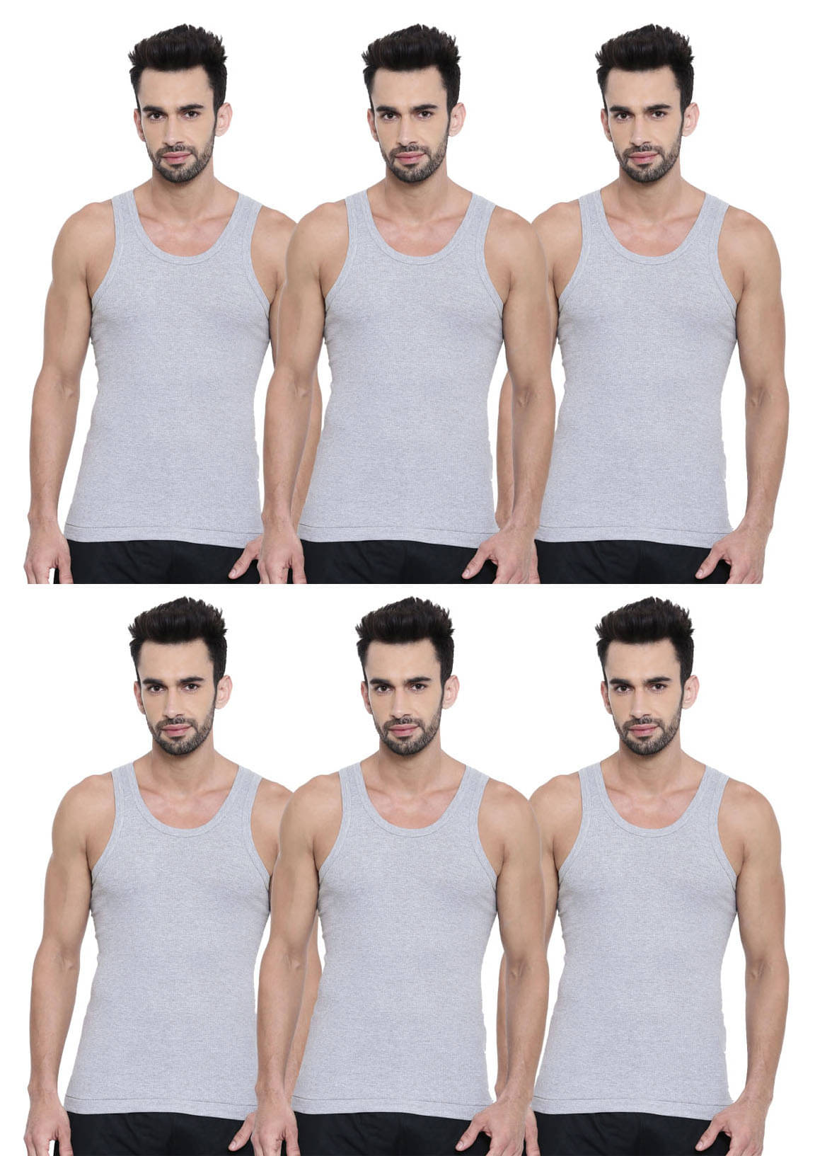 Dixcy Scott Pack of 6 Cotton Basic Vest For Men ( Grey ) Dixcy Scott Pack of 6 Cotton Basic Vest For Men ( Grey )