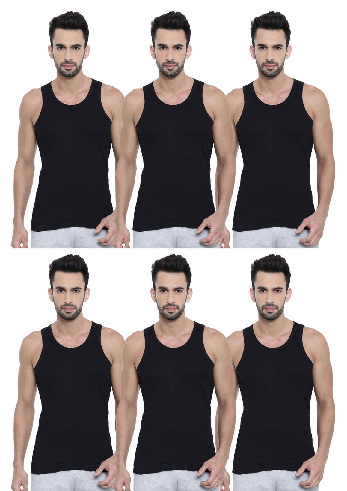     			Dixcy Scott Pack of 6 Cotton Basic Vest For Men ( Black )