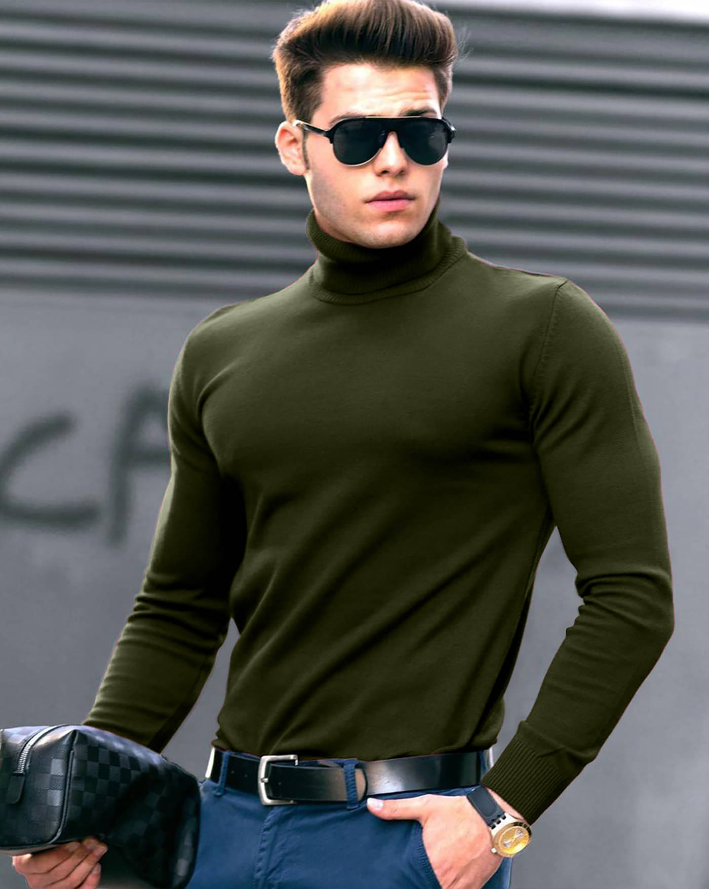     			ENITOR Men Cotton Blend Regular Fit Solid T-Shirt ( Green )