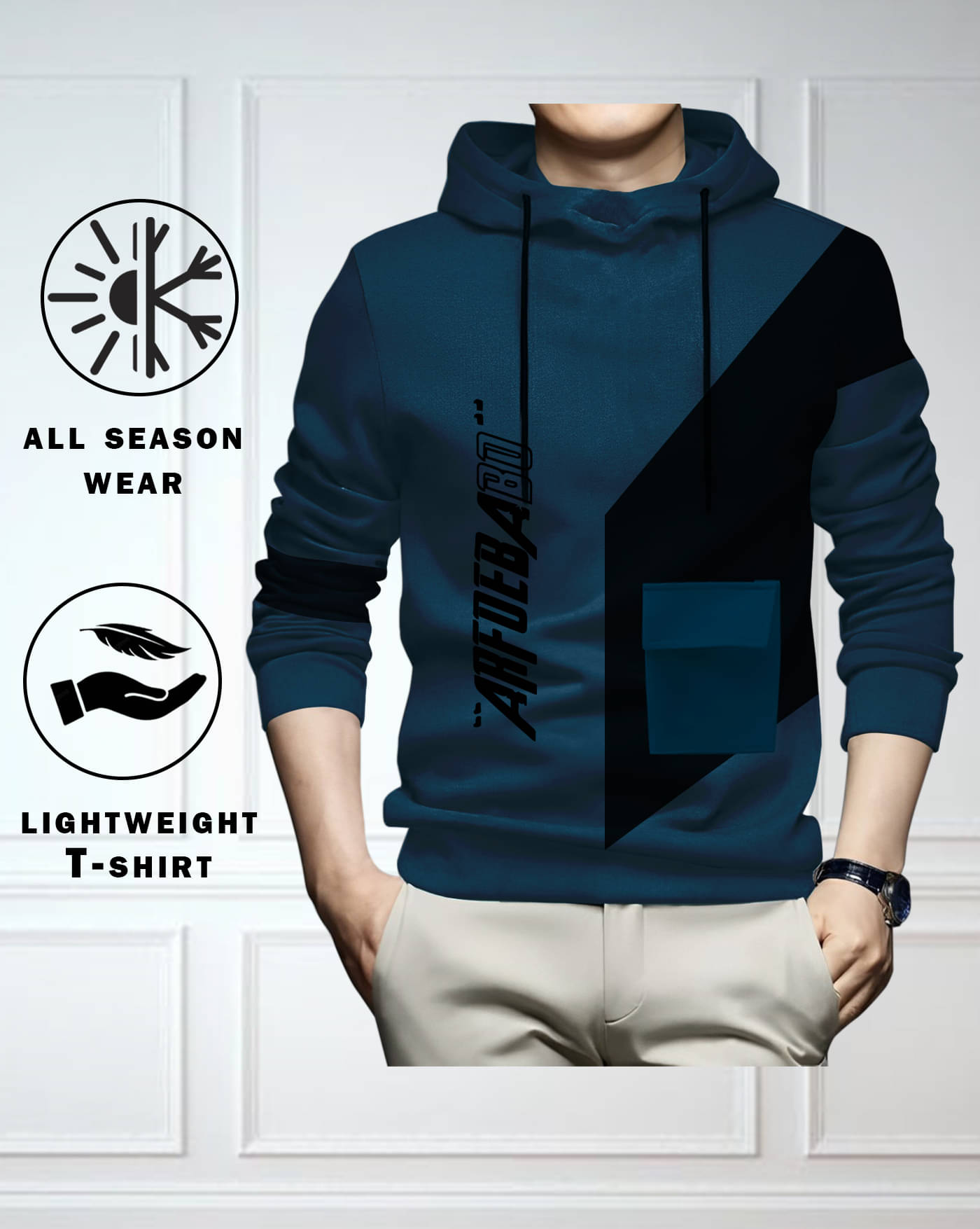     			ENITOR Men Cotton Blend Regular Fit Printed T-Shirt ( Teal Blue )