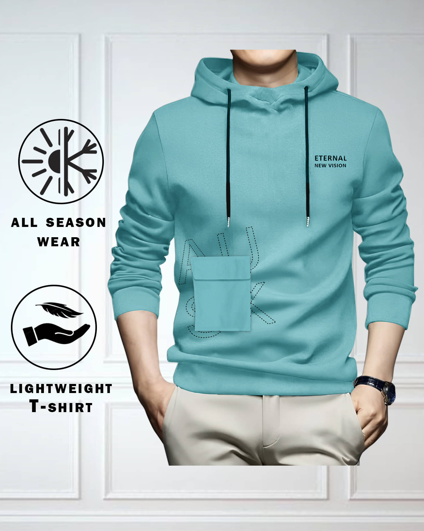     			ENITOR Men Cotton Blend Regular Fit Printed T-Shirt ( Sky Blue )