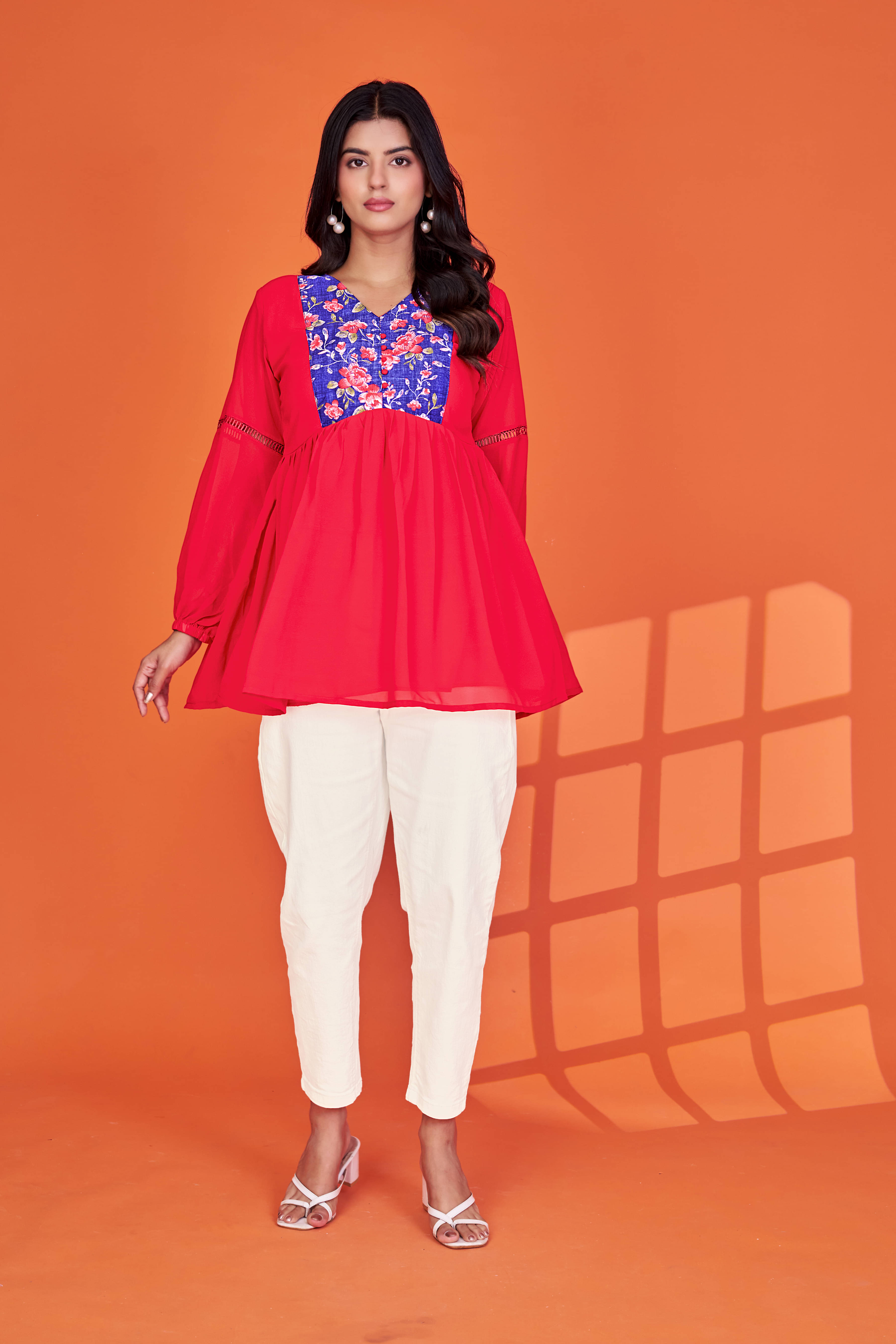     			Fashionfricks Women's Georgette Regular Top ( Red )