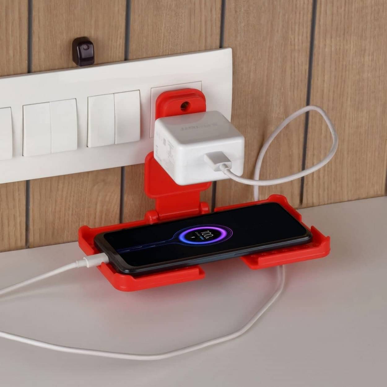 Foldable Mobile Wall Holder Charging Pad 3 Pin Plug Foldable Mobile Wall Holder Charging Pad 3 Pin Plug