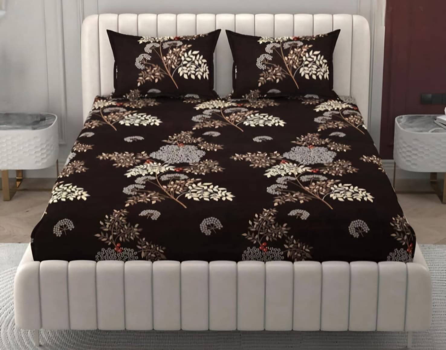     			HomeSpire Glace Cotton 1 Double Queen Bedsheet with 2 Pillow Covers ( Brown )