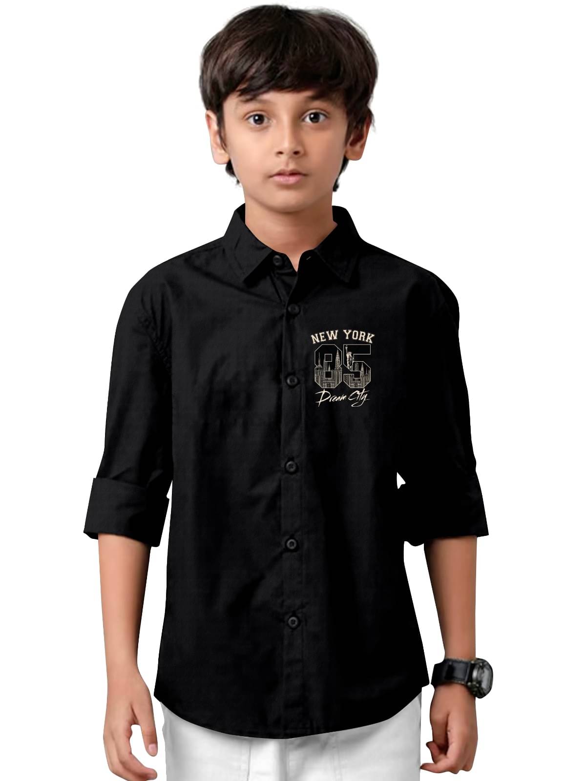 Jay Jagdamba suit house Pack of 1 Baby Boys Cotton Blend Full Sleeves Shirt ( Black ) Jay Jagdamba suit house Pack of 1 Baby Boys Cotton Blend Full Sleeves Shirt ( Black )