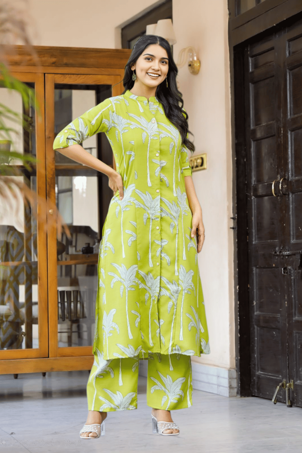Jinal Creation Women Rayon Printed A-line Kurti With Pants ( Lime Green ) Jinal Creation Women Rayon Printed A-line Kurti With Pants ( Lime Green )