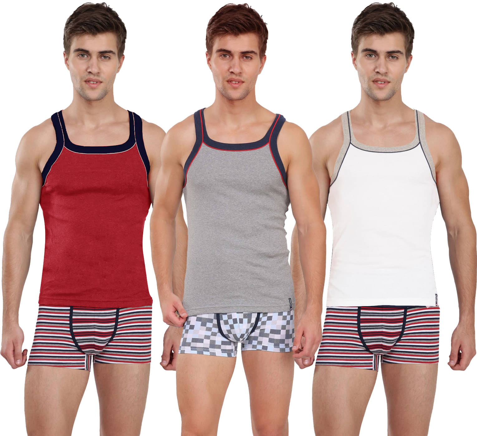 Jockey Pack of 3 Cotton Basic Vest For Men ( Multicolor )     			Jockey Pack of 3 Cotton Basic Vest For Men ( Multicolor )
