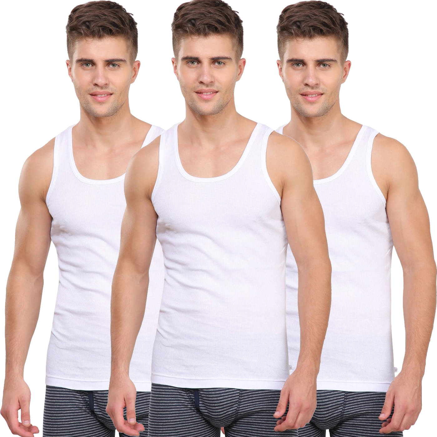 Jockey Pack of 3 Cotton Basic Vest For Men ( White ) Jockey Pack of 3 Cotton Basic Vest For Men ( White )