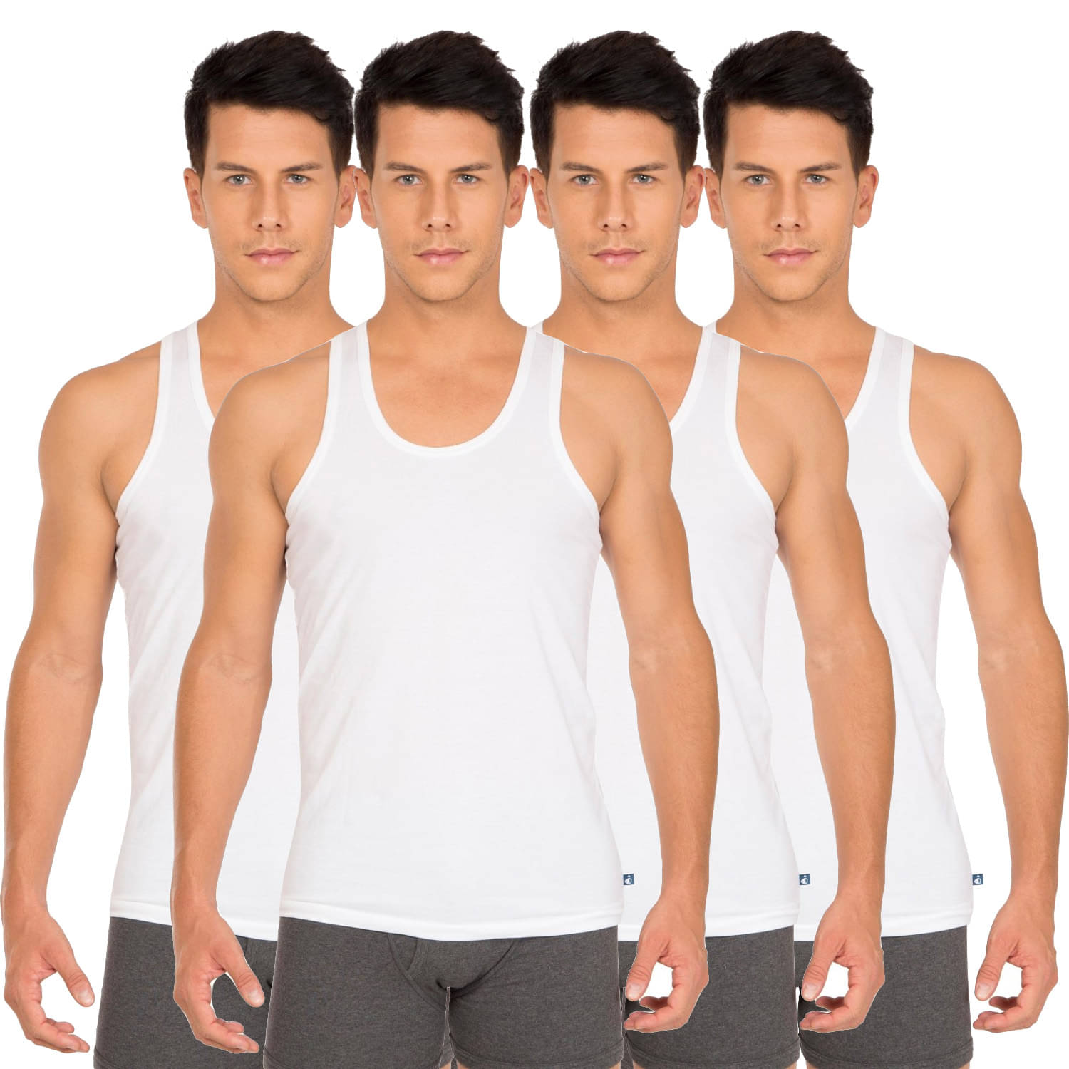 Jockey Pack of 4 Cotton Basic Vest For Men ( White ) Jockey Pack of 4 Cotton Basic Vest For Men ( White )