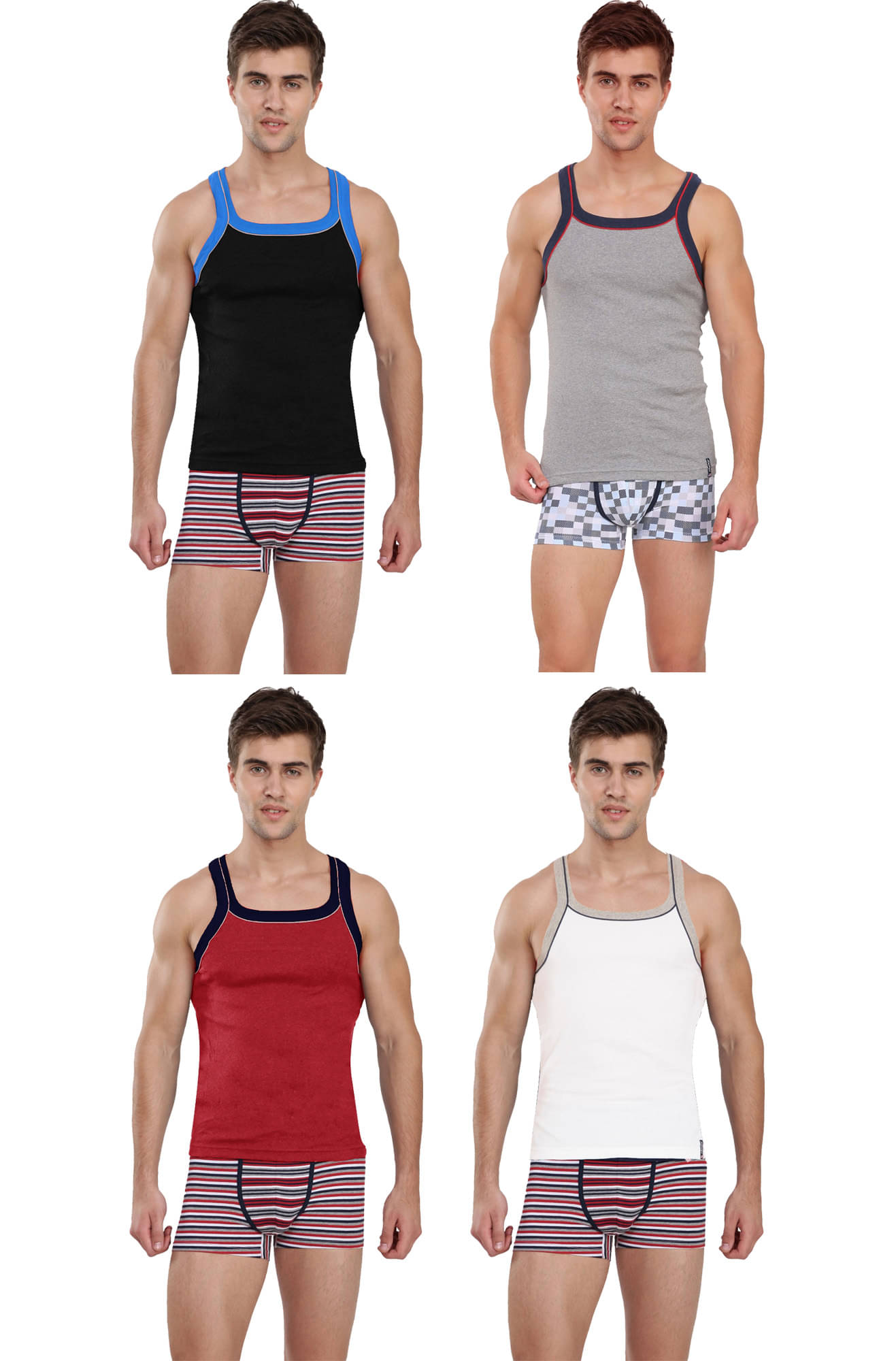 Jockey Pack of 4 Cotton Basic Vest For Men ( Multicolor )     			Jockey Pack of 4 Cotton Basic Vest For Men ( Multicolor )