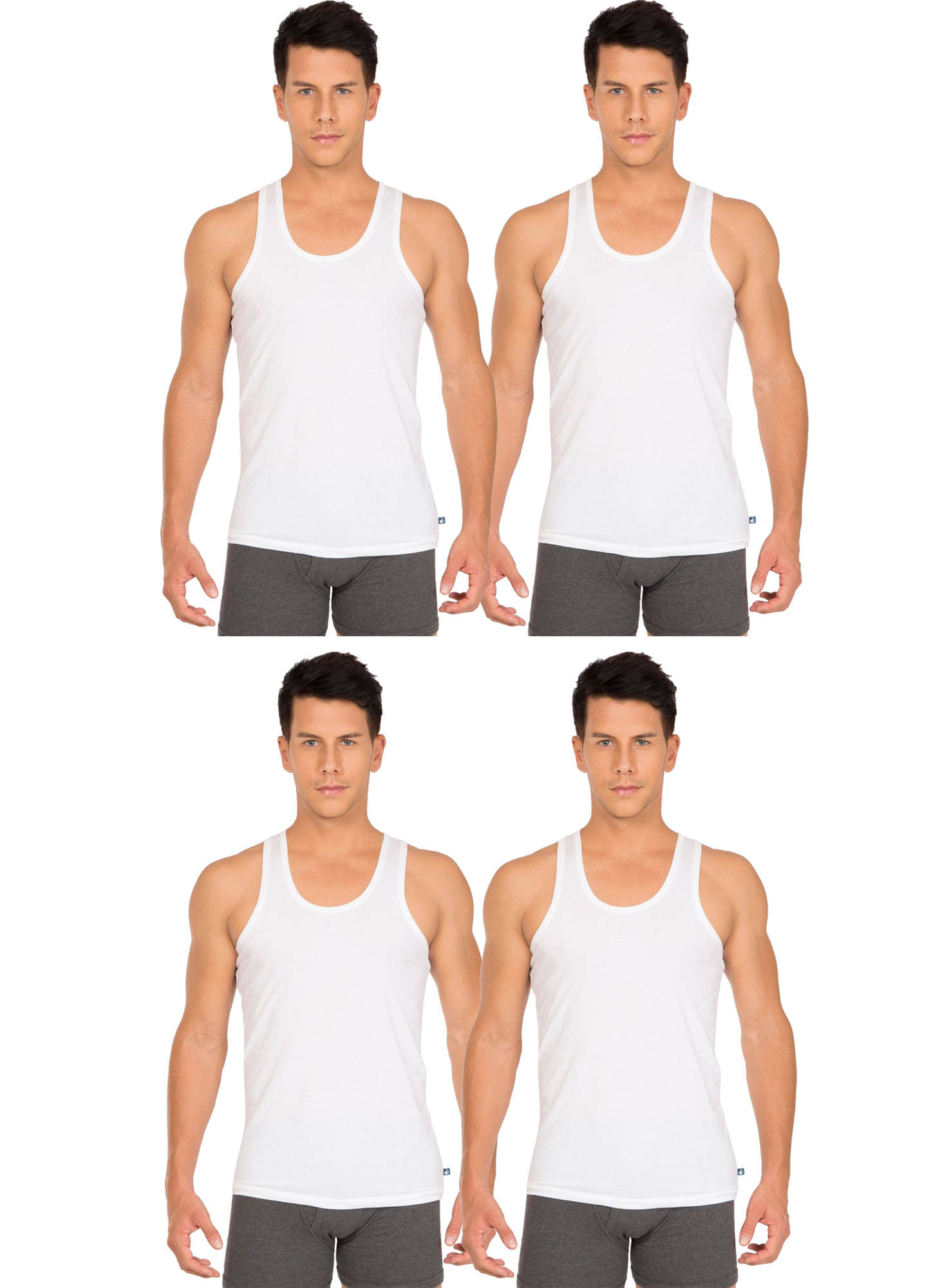 Jockey Pack of 4 Cotton Basic Vest For Men ( White ) Jockey Pack of 4 Cotton Basic Vest For Men ( White )