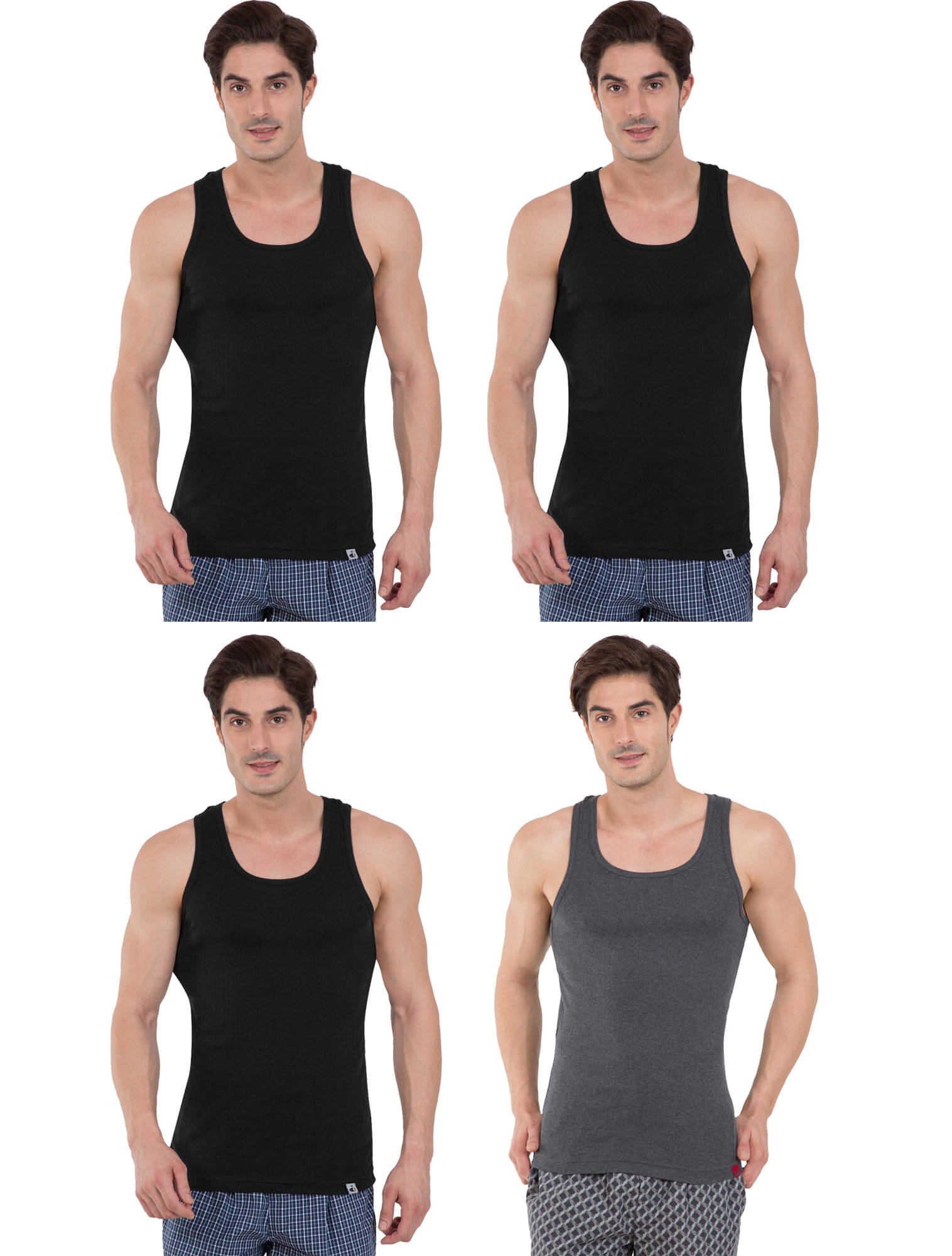 Jockey Pack of 4 Cotton Basic Vest For Men ( Multicolor )     			Jockey Pack of 4 Cotton Basic Vest For Men ( Multicolor )