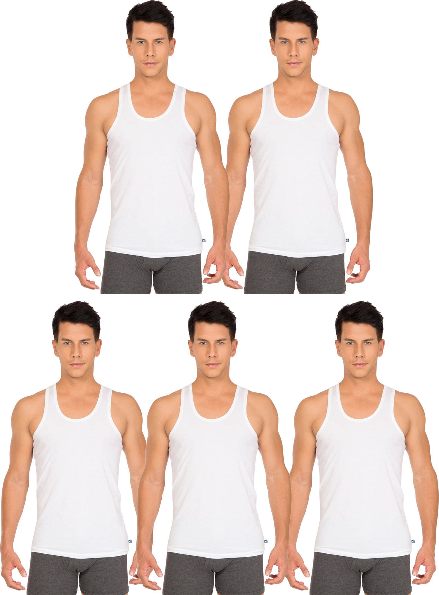 Jockey Pack of 5 Cotton Basic Vest For Men ( White ) Jockey Pack of 5 Cotton Basic Vest For Men ( White )