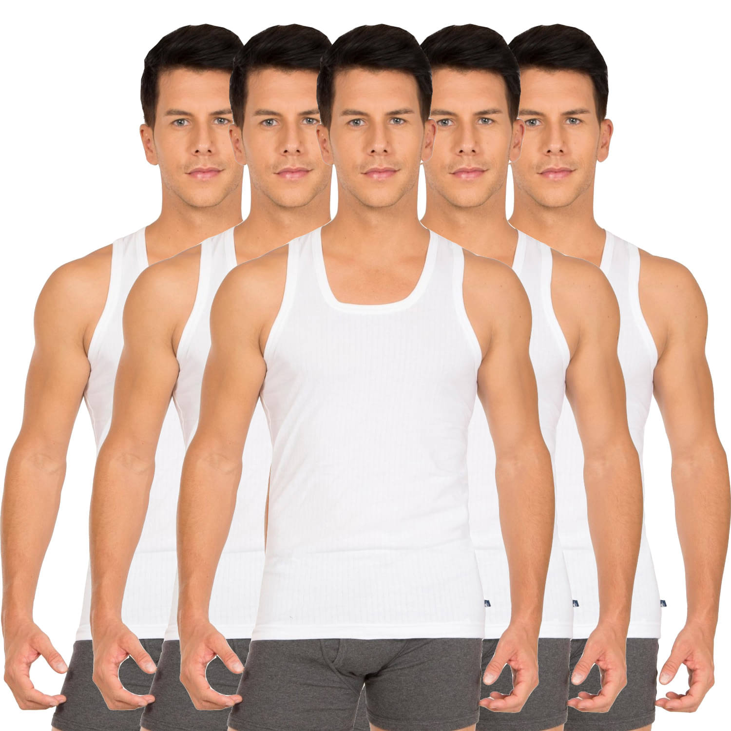 Jockey Pack of 5 Cotton Basic Vest For Men ( White ) Jockey Pack of 5 Cotton Basic Vest For Men ( White )