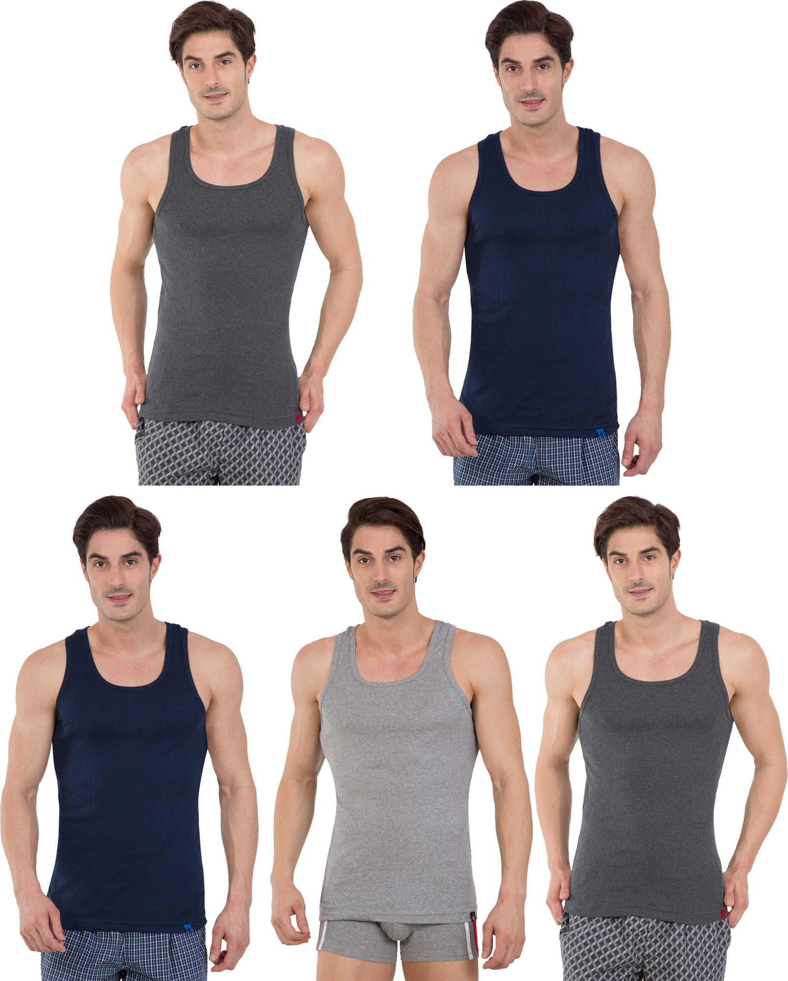 Jockey Pack of 5 Cotton Basic Vest For Men ( Multicolor ) Jockey Pack of 5 Cotton Basic Vest For Men ( Multicolor )