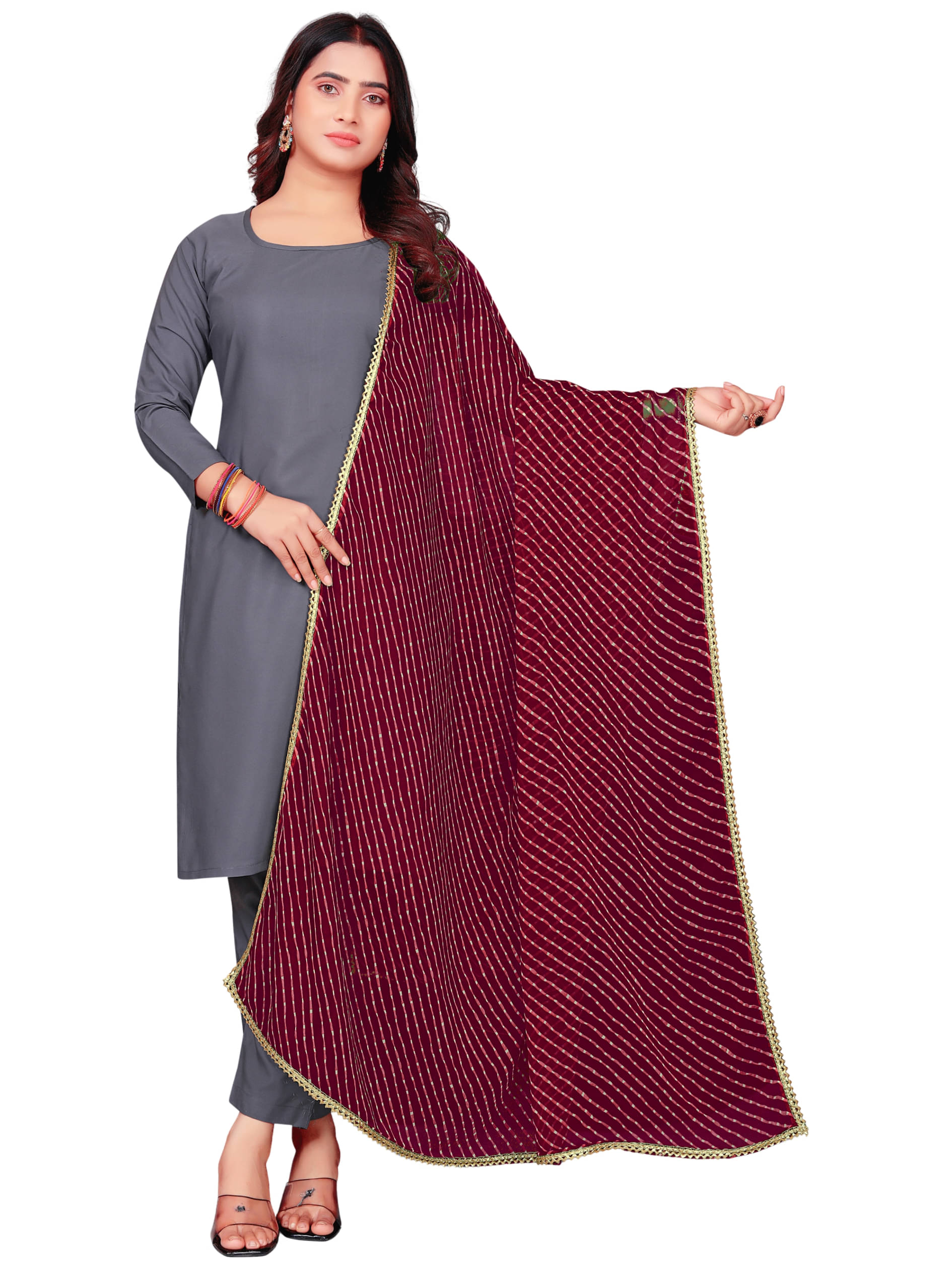     			Kemza Women Georgette Dupatta ( Maroon , Pack of 1 )