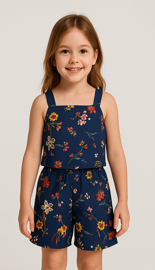     			Khushi Creation Pack of 1 Girls Crepe T-shirt & Shorts ( Blue )