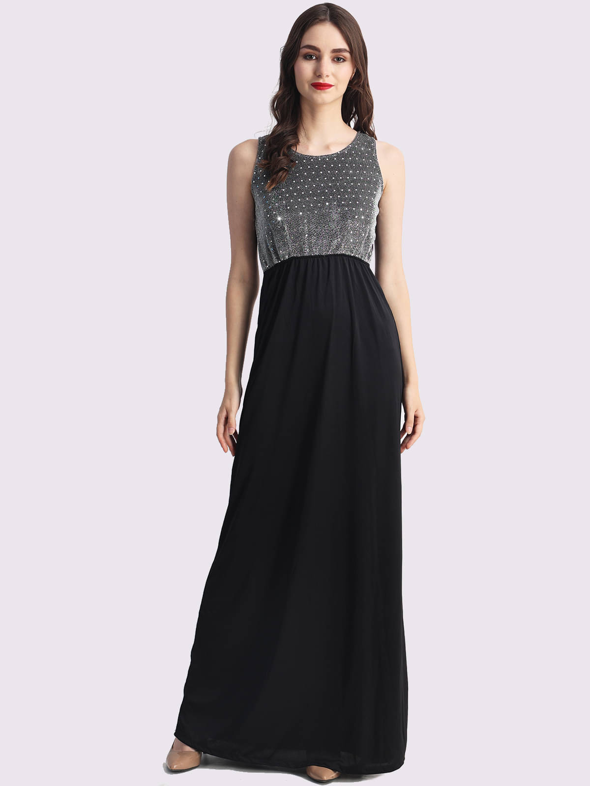     			Lola Dola Women Polyester Self Design A-line Dress ( Black )