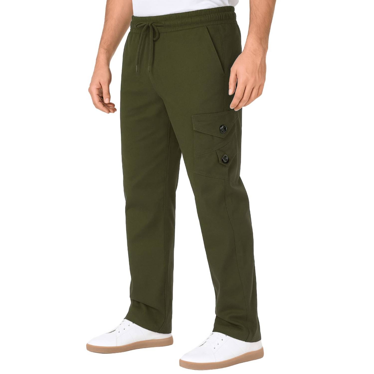     			MULTIWA Regular Flat Men's Cargos - Olive Green ( Pack of 1 )