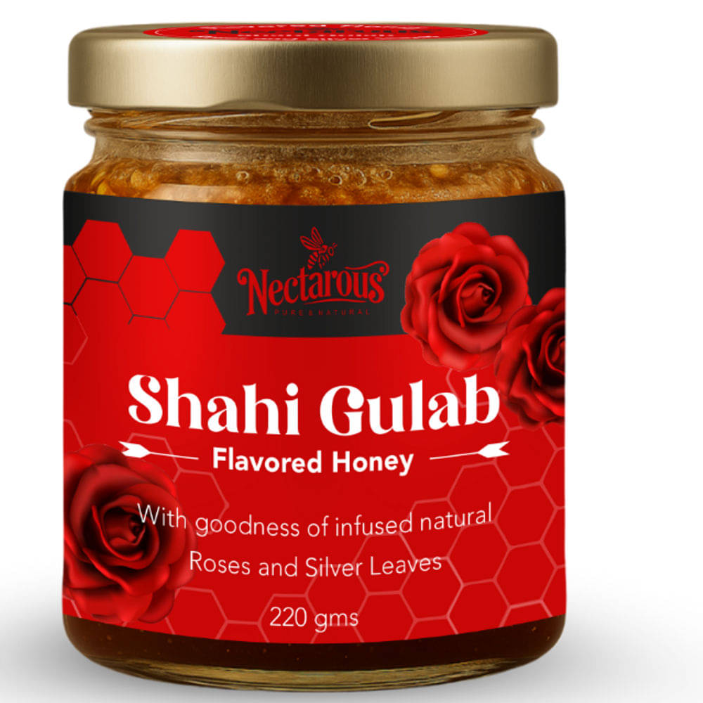     			Nectarous Pure & Natural Multifloral Honey Rose Petals,Saffron 220 g