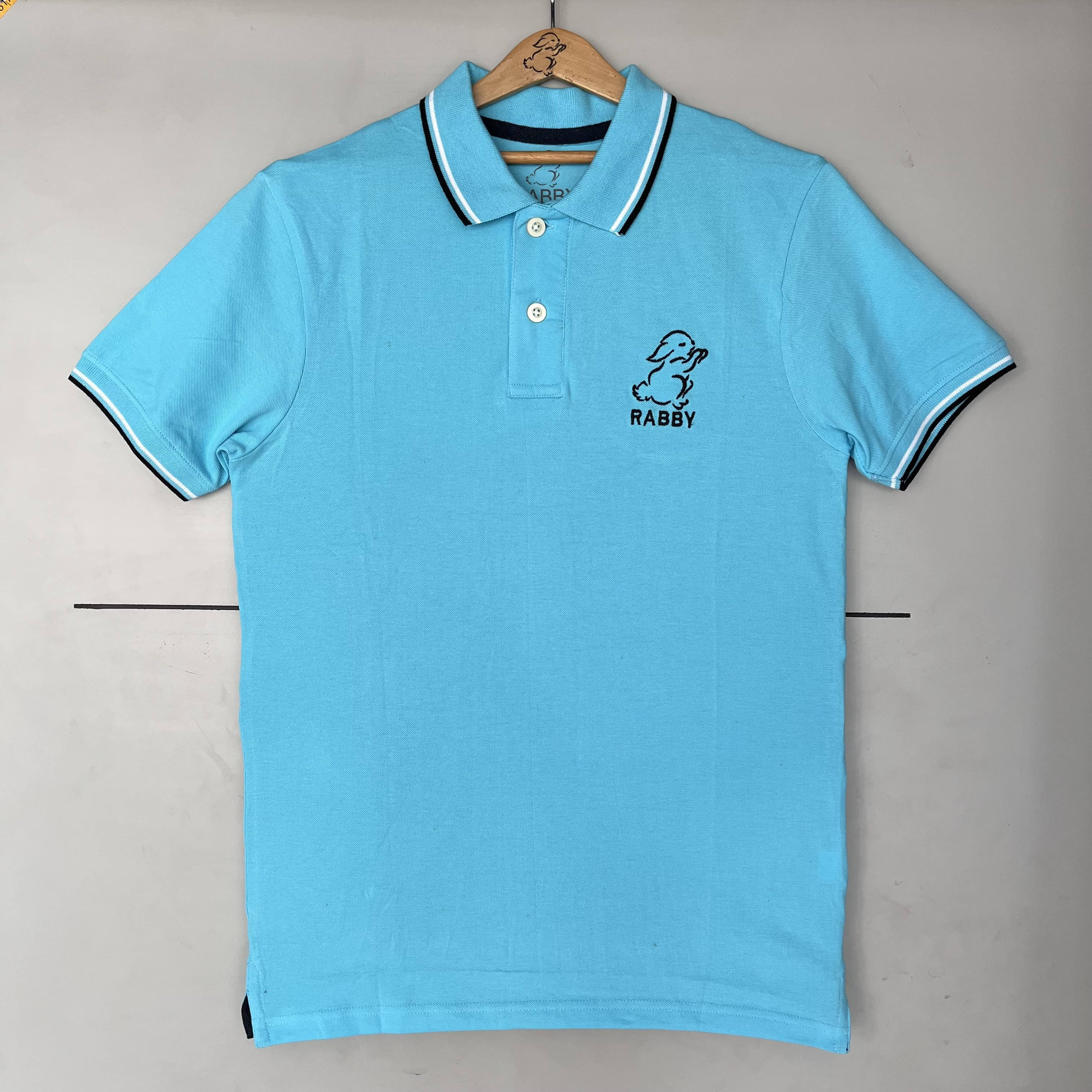 RABBY Men Cotton Regular Fit Solid Polo T Shirt ( Light Blue ) RABBY Men Cotton Regular Fit Solid Polo T Shirt ( Light Blue )
