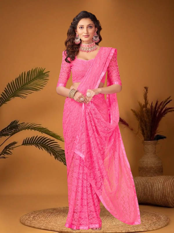 SHRINGARAA Net Self Design Regular Saree With Unstitched Blouse Piece ( Multicolor 1 ) SHRINGARAA Net Self Design Regular Saree With Unstitched Blouse Piece ( Multicolor 1 )
