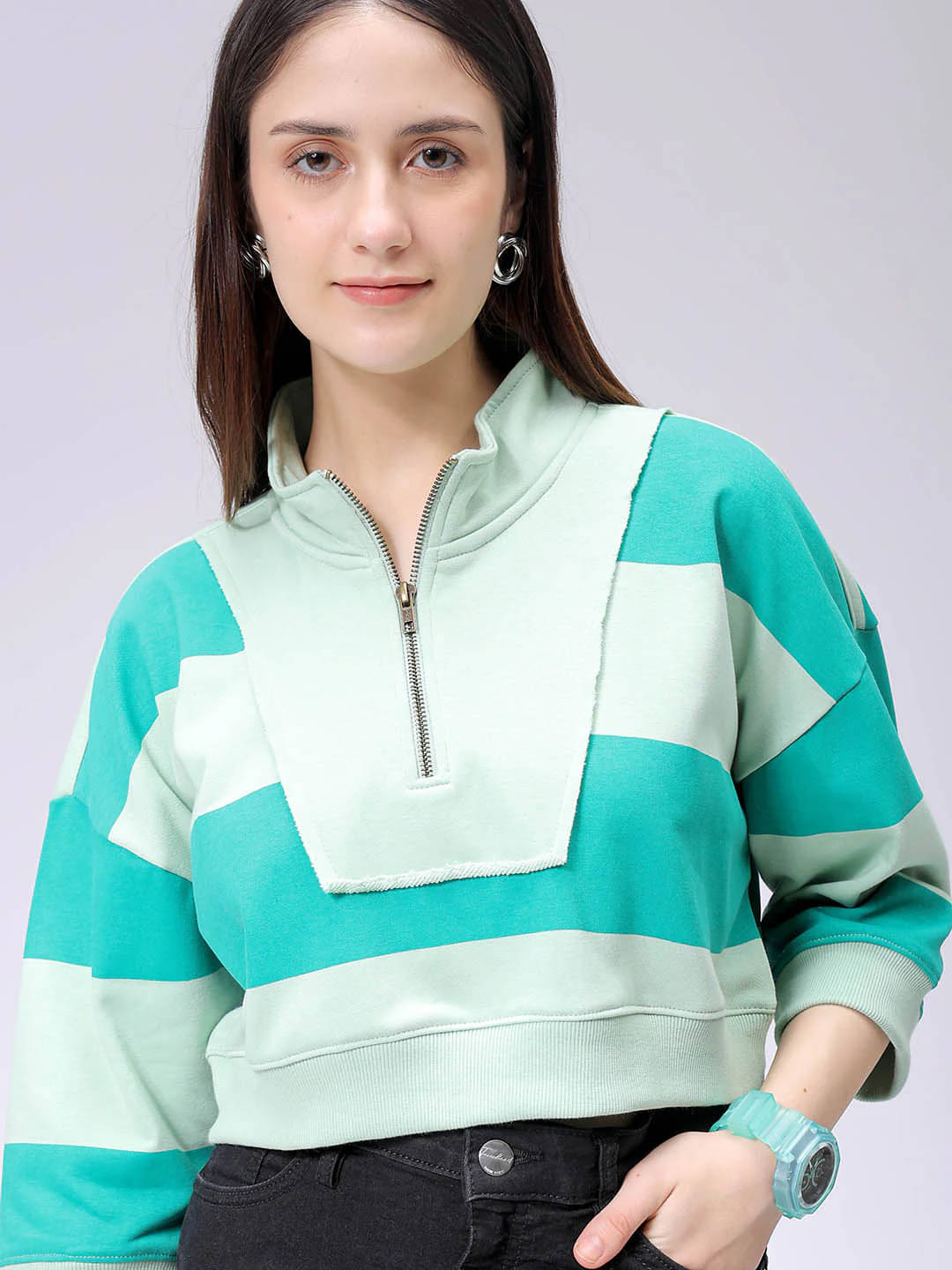     			Simple Solution Fleece Women's Non Hooded Sweatshirt ( Green )