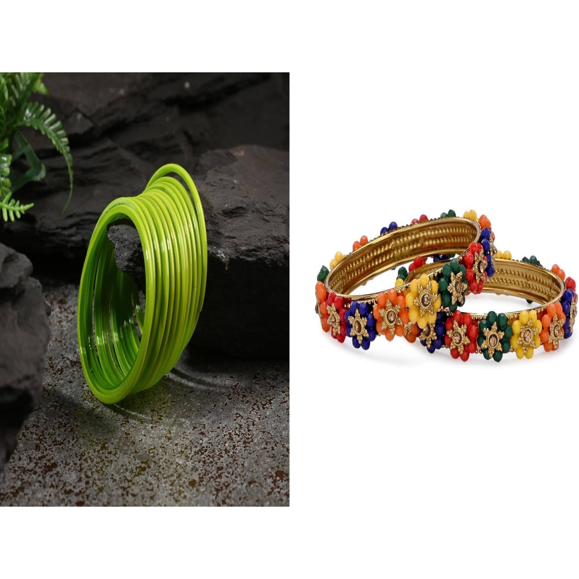     			Somil Multicolor Bangle Set ( Pack of 2 )