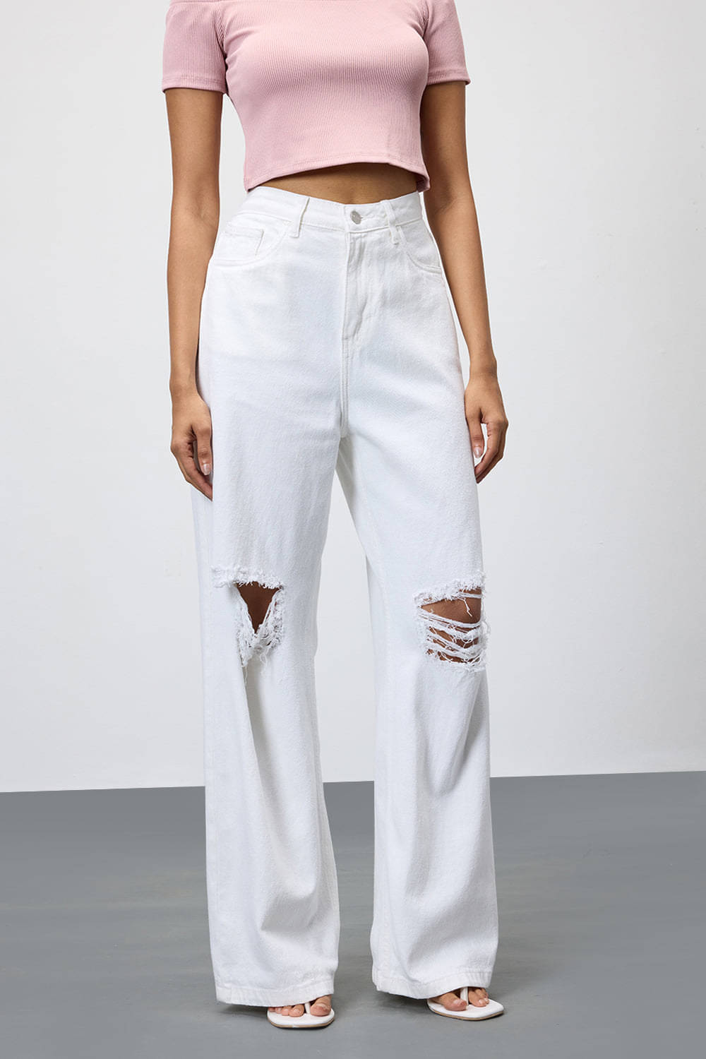     			Star4well Women's Regular Fit High-Rise Jeans ( White )